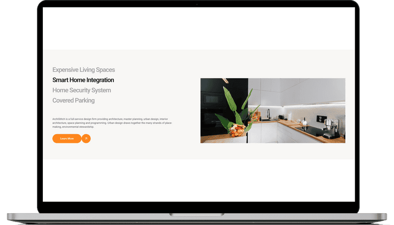 Architectural website services section stitch, hand-coded in HTML and CSS