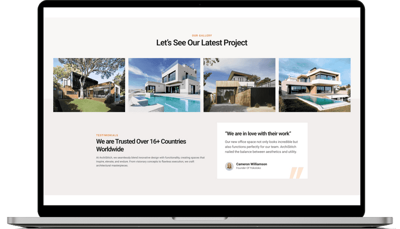 Architectural website gallery section stitch, hand-coded in HTML and CSS