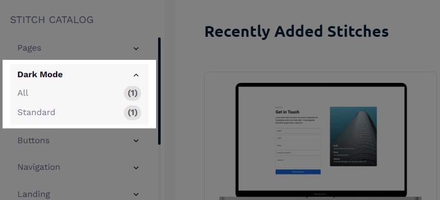 screenshot of dark mode options