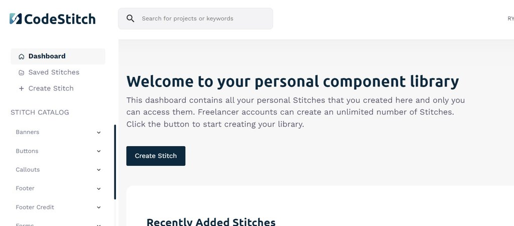 The new My Stitches heading and intro text in the dashboard