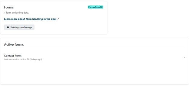 screenshot of netlify