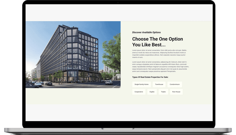 Real estate website section stitch, hand-coded in HTML and CSS