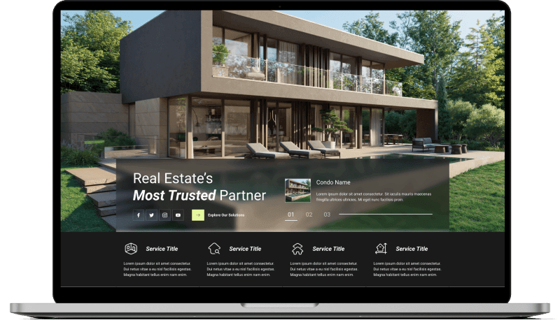 Real estate website section stitch, hand-coded in HTML and CSS