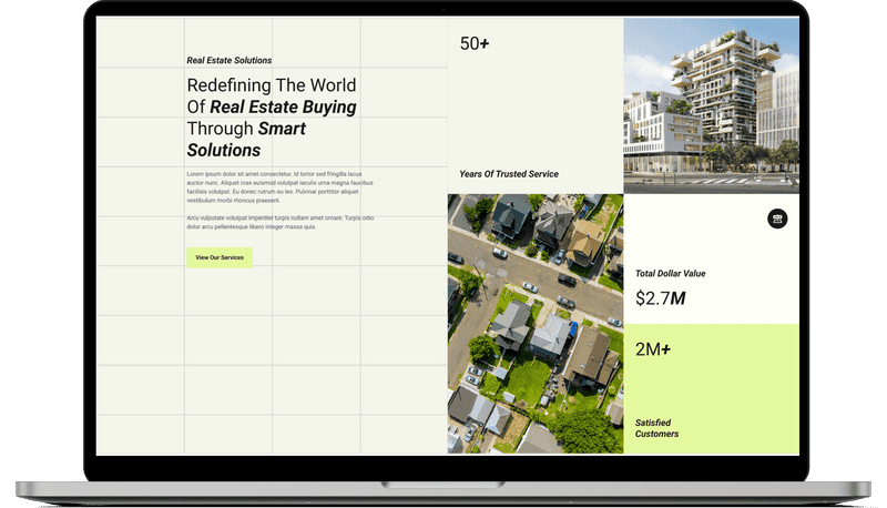 Real estate website section stitch, hand-coded in HTML and CSS