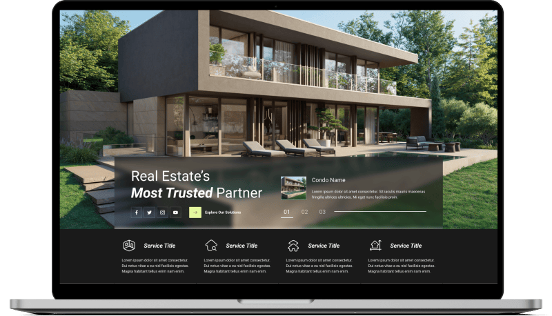Real estate website section stitch, hand-coded in HTML and CSS